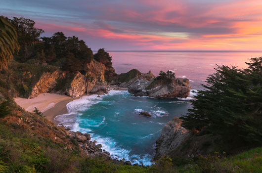 Sunset at McWay Falls in Big Sur